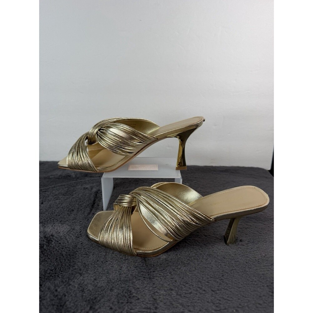 Michael Kors Dallen Women’s 8M Gold Metallic Pleated Mule Heels Sandals